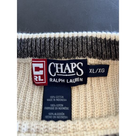 Vintage Chaps Ralph Lauren Cream Sweater Size XL Cable Chunky Knit Fisherman - Picture 5 of 8